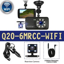 룸미러블랙박스 후방 카메라 자동차 DVR 대시캠 4인치 IPS FHD 1080P 8 Led 조명 듀얼 후면 비디오 레코더, 07 Q20-6MRCC-와이파이_03 32G