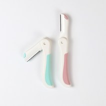 1+1 아이브로우 전문 접이식 칼날 예리한 스테인리스 스틸 면도날 미니 컴팩트 휴대용 아이브로우 눈썹칼, 분홍색