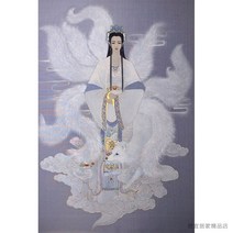아트미니 선녀 탱화 관음 아홉개 꼬리 하얀 불교 종교 대형 보석십자수, 130x160cm