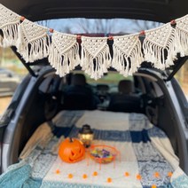 _ 캠핑 차박소품 마크라메 가랜드 셀프촬영 핸드메이드, 짧은 노란구슬