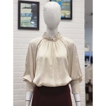 블루페페 사선어깨 셔링 블라우스 P214MSC001