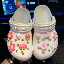 크록 자비츠 장식 악세사리 참 세트Croc Charms 아름다운 벚꽃 번들 디자이너 구두 매력 악어 장식 나막