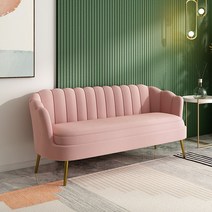 북유럽 소파 패브릭 벨벳 가정용 매장 대기의자 쇼파, 그레이(골드 라인) 1.02m + 베개 1개