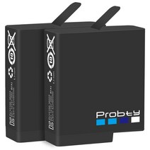 Probty-GoPro Hero 7 6 5 배터리 1680mAh + USB 트리플 충전기 타입 C 고프로 히어로 블랙 카메라127656, 빠른해외배송_2 Batteries