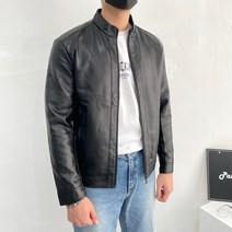 파블럼 남자 베이직 차이나 지퍼 가죽 라이더 자켓