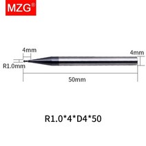 밀링커터날 공작 척 공구홀더 mzg 1pc 2 플루트 hrc45 볼 노즈 cnc 선반 가공 탄소강 밀링 도구 커터 구형 솔리드 카바이드 엔드 밀, r1.0mmxd4x50l-2f45c