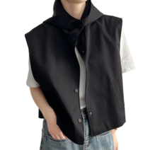 나도퀸 쥬비썬 하이넥 후드 레이어드 조끼***판매자 퀸앤조이***