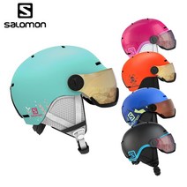 살로몬 2122 GROM VISOR 그롬 바이저 헬멧 고글일체형 초경량 아동용헬멧 스키 보드 ML, POP BLUE