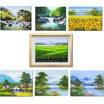 ( 그린 진품 그림 ) 물 풍경화그림 풍수에 꼭 걸어야 하는 산수화 풍경 생기 그림 액자 현관 거실 침실 복도 사무실 사업장 추천, 16번 그림