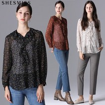 [쉬즈미스] 러플넥 플라워 패턴 블라우스