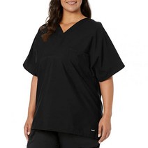 Landau Essentials 남녀공용 릴랙스 핏 1포켓 V넥 스크럽 탑 7502, Black, Large