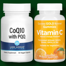 Lake Avenue Nutrition CoQ10 with PQQ 100 mg 60 베지캡슐 + Vitamin C Gummies 90개입, 5EA, 0