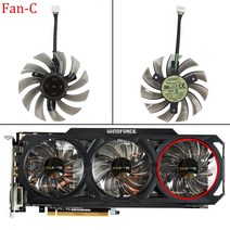 GTX660비디오 Gigabyte GeForce GTX 570 660 670 680 760 770 780 560Ti R9 290 1070 75MM T128010SU GPU, 03 Fan - C