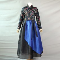 사선자락 허리치마 - 블루블랙 / 북촌자락 데일리 여자 생활한복