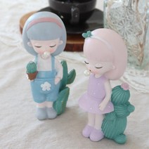 풍선껌 소녀 책상소품 10대 생일선물 상품촬영소품 선반장식 장식용 인형인테리어 책장소품 모델하우스데코, B - 2p set