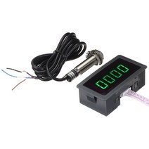 타코미터 4 디지털 녹색 LED 타치 RPM 속도계 홀 근접 스위치 센서 NPN 24V 포함, 한개옵션0