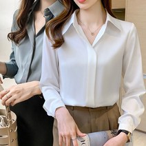 깔끔한 디자인 큐빅 단추 여성스러운 무지 블라우스