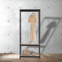 드레스룸행거 시스템옷장 선반3단 행거1봉 1000 x 400 x 1650, 블랙