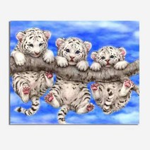 퓨어몰링 2022년 DIY 호랑이삼형제 3D 보석십자수 패브릭원단형 60 x 40 cm, 60*40