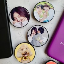 (1개 사도 주문제작 그립톡 진짜 튼튼한 스마트톡 대량 소량주문 커플 로고, 핑크 레이스 박스 선물포장, 눈코입 필터샷, 하트 스마트톡