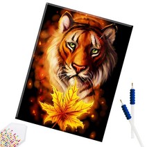 SHEXIU 3D 원형 보석십자수 캔버스액자 DIY 키트 50 x 40 cm, SX104  사나운 호랑이x1세트