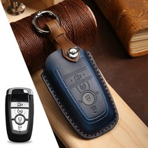 자동차 키케이스가죽 자동차 키 케이스 커버 체인 홀더 Fob 수호자 포드 Mondeo 링컨 비행가 네비게이터 F1, 06 4 Button Trunk Blue