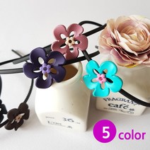 인조이박스 이중플라워 꽃 큐빅 머리띠 헤어밴드