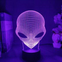 팝 아이드 외계인 모양 램프 3d 시각적 야간 조명 홀로그램 조명 효과 책상 장식 어린이를위한 멋진 선물 친구 생일, 블랙 램프베이스, 16가지 색상(리모컨 포함)