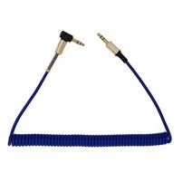 카포카 차량용 AUX케이블 노이즈필터 3극 4극 옥스케이블 자동차옥스선, AUX ㄱ자 3극 스프링 케이블 블루