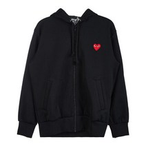[꼼데가르송] 하트 로고 패치 남성 후드 집업 P1T172 BLACK 22ss