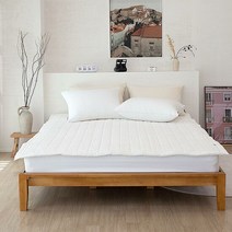 천솜이 비앙카 목화솜 초고밀도100수순면빅패밀리침대패드(Q+Q), 베이지+베이지, 비앙카순면밴드무1+1 K160×200