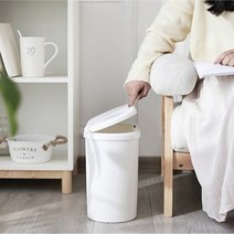 10L 주방 틈새수납 원터치 슬림 쓰레기통 결혼선물 휴지통 살림장만 가정용, 화이트