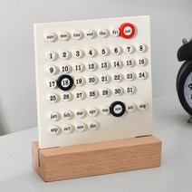Ins Creative Time Perpetual Table Calendar Manual Acrylic Desk Home Decoration 3 Ring Date Record Gi, 01 White