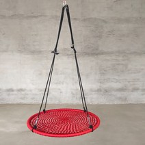 실내 설치형 플렛 그네 문틀 스윙 놀이기구 철봉 나무 팬션 정원 흔들 편안한 원형 의자, 레드 지름 80센티
