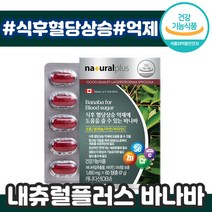 내츄럴플러스 식후 혈당 상승 억제 바나바 60정 코로솔산 당 건강 탄수화물 관리 항산화 캐나다 비타민 미네랄 씨 C 아연 차태현 추천 잎 추출 물 식사 혈담 혈관 추천 영양제, 1박스, 1450mg x 60정