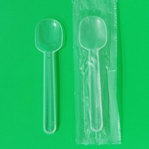 요거트 스푼 (100개) 9cm / 수저 일회용 플라스틱 벌크 개별 낱개 포장 배달 캠핑 테이크아웃 용기 백색 투명 블랙 베스킨라빈스 샐러드 디저트, 반투명(100개)(개별포장), 100개