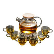 MONTHERIA 몬테리아 다기세트 내열유리 티포트 찻잔세트 선물용다기 도자기 찻잔 세트1000ML, 1000ML주전자+6잔+받침대