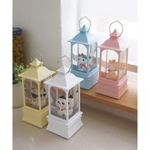 파스텔 강아지 & 고양이 미니 랜턴 워터볼 오르골 (4TYPE), 화이트 (강아지)