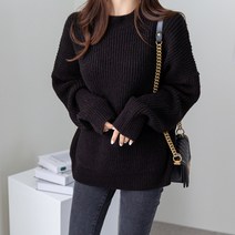 바이단미 MADE 여성용 빅사이즈 벌룬 루즈핏 니트