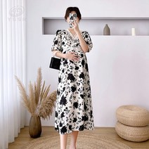 YSSR 추세 편안하다 몸매를 가꾸다 임산부 원피스 빅 사이즈 루즈핏 나들이 블랙 앤 화이트