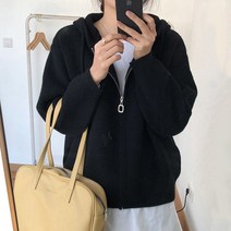 라라벨 여성 니트 후드 집업 데일리 봄 가을 베이직 후드집업