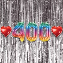 400일 이벤트 포토존 세트 아기 기념일 커플 축하 기념 숫자 풍선 하트, 18.커튼(유광실버)+400(소-칵테일)