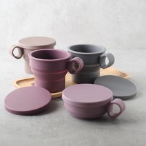 살림일기 1+1 접이식 실리콘 컵, 1개, 실리콘 컵 - 버건디핑크 + 버건디핑크