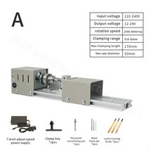 소형 탁상 미니 목재 선반 기계 조정 가능한 회전 도구 7 속도 장치 DIY CNC 가공, 01 A