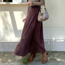 데일리앤 라비앙 A라인 절개 플레어 맥시 롱 스커트