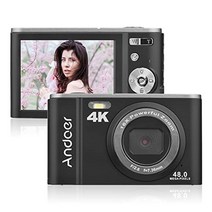 andoer 휴대용 디지털 카메라 48mp 4k 2.8인치 ips 화면 16x 줌 셀프 타이머 128gb 확장 메모리 얼굴 감지 흔들림 방지 2pcs 배터리 핸드 스트랩 휴대용 파