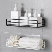 Threeofus 욕실선반 접착식 무타공 심플 주방선반 블랙 화이트 일자형, 1개