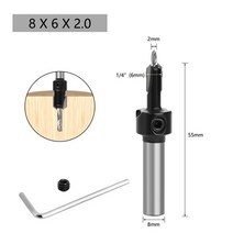 단단한 합금 드릴 비트 카운터 싱크 생크 라우터 빠른 드릴링 H 목공 밀링 커터, 01 8x6x2.0, 8x6x2.0