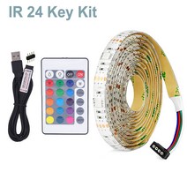 2구 3구 5구 8구 멀티탭 IP65 방수 5M SMD 5050 RGB LED 조명 스트립 USB 램프 유연한 테이프 TV 배경 홈, 01 IP20 No Waterproof_04 4 M, 02 White PCB IR24 Key