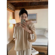 [플레르] 데일리 오프숄더 루즈핏 블라우스 하프 티